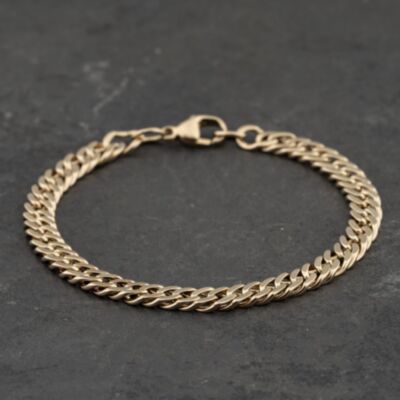 Pre-Owned 9ct Yellow Gold Double Link 8 Inch Curb Chain Bracelet 41081320