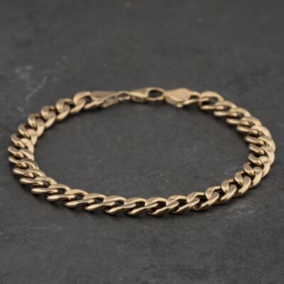 Pre-Owned 9ct Yellow Gold 8.5 Inch Curb Chain Bracelet 41081324