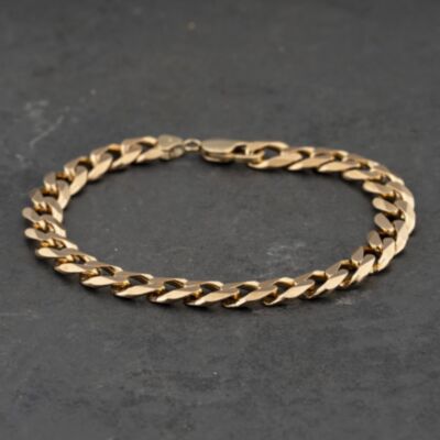 Pre-Owned 9ct Yellow Gold 9 Inch Curb Chain Bracelet 41081330