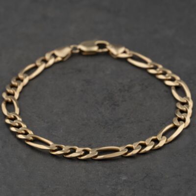 Pre-Owned 9ct Yellow Gold 9 Inch Figaro Chain Bracelet 41081332