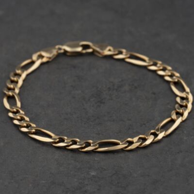 Pre-Owned 9ct Yellow Gold 9 Inch Figaro Chain Bracelet 41081333