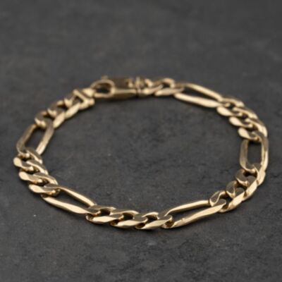 Pre-Owned 9ct Yellow Gold 8 Inch Figaro Chain Bracelet 41081341