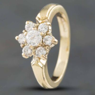 Pre-Owned 9ct Yellow Gold Cubic Zirconia Cluster Ring 41101159