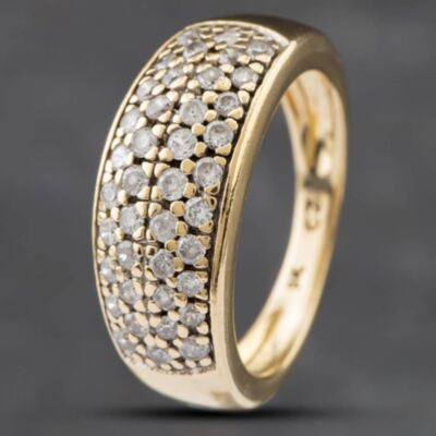 Pre-Owned 9ct Yellow Gold Cubic Zirconia Pave Dress Ring 41102006