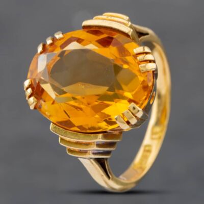 Pre-Owned 18ct Yellow Gold Oval Cut Citrine Dress Ring 41102031