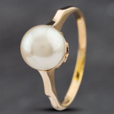 Pre-Owned Vintage 9ct Yellow Gold Cultured Pearl Single Dress Ring 41102416