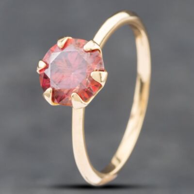 Pre-Owned 9ct Yellow Gold Pink Moissanite Dress Ring 41102449