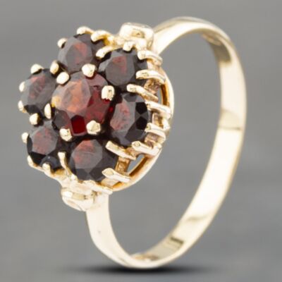 Pre-Owned 9ct Yellow Gold Garnet Cluster Ring 41102534