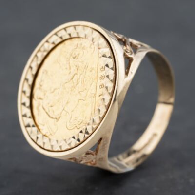 Pre-Owned 9ct Yellow Gold 1982 Half Sovereign Coin Ring 41102573BND