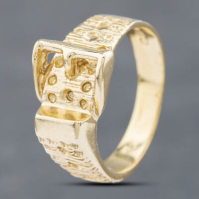 Pre-Owned 9ct Yellow Gold Bark Effect Buckle Ring 41102684