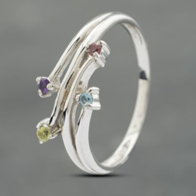 Pre-Owned 9ct White Gold Amethyst Spray Dress Ring 41102757