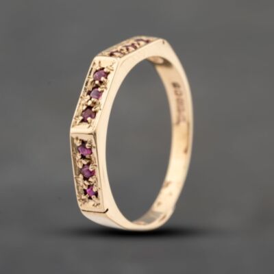 Pre-Owned 9ct Yellow Gold Ruby Nine Stone Dress Ring 41102877