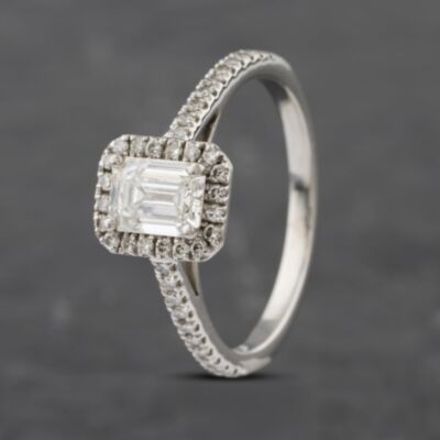 Pre-Owned Platinum Certificated Emerald Cut Labgrown Diamond Cluster Ring 41103003