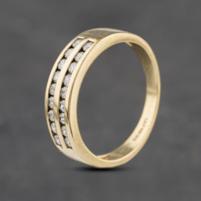 Pre-Owned 9ct Yellow Gold Cubic Zirconia Double Row Half Eternity Ring 41103045