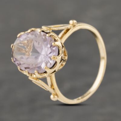Pre-Owned 9ct Yellow Gold Amethyst Oval Dress Ring 41103267