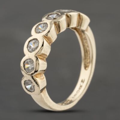 Pre-Owned 9ct Yellow Gold Cubic Zirconia Rubover Set Half Eternity Ring 41103303