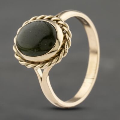 Pre-Owned 9ct Yellow Gold Agate Cabahon Dress Ring 41103310