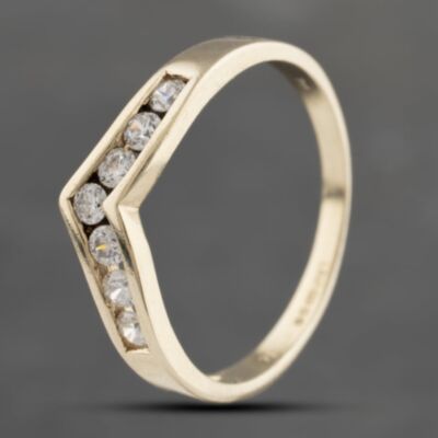 Pre-Owned 9ct Yellow Gold Cubic Zirconia Half Wishbone Ring 41103341