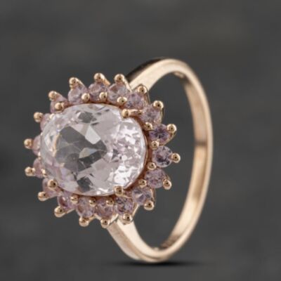 Pre-Owned 9ct Rose Gold Kunzite & Pink Sapphire Cluster Ring 41103355