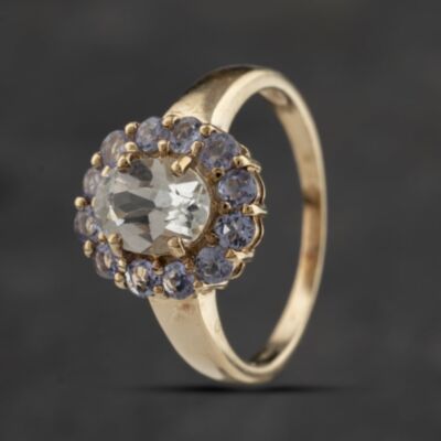 Pre-Owned 9ct Yellow Gold Tanzanite & White Topaz Cluster Ring 41103383