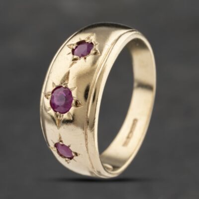 Pre-Owned 9ct Yellow Gold Ruby Band Ring 41103385