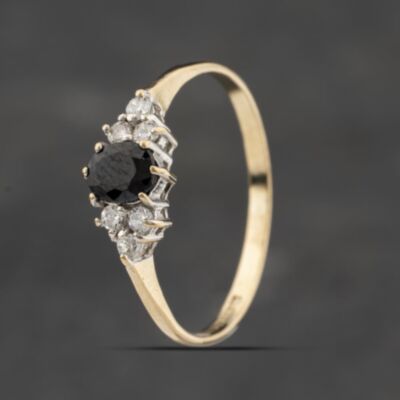 Pre-Owned 9ct Yellow Gold Sapphire & Cubic Zirconia Seven Stone Ring 41103393