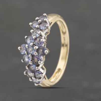 Pre-Owned 9ct Yellow Gold Tanzanite Triple Cluster Ring 41103447