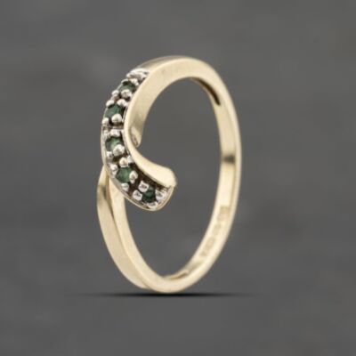 Pre-Owned 9ct Yellow Gold Emerald Half Wishbone Ring 41103450