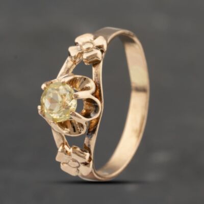 Pre-Owned 14ct Rose Gold Paste Flower Shoulders Dress Ring 41103465