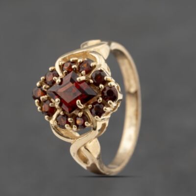 Pre-Owned 9ct Yellow Gold Garnet Fancy Dress Ring 41103476