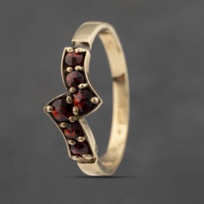 Pre-Owned 9ct Yellow Gold Garnet Crossover Ring 41103477