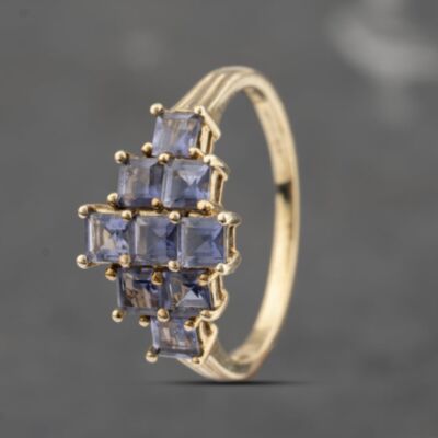Pre-Owned 9ct Yellow Gold Tanzanite Nine Stone Dress Ring 41103483