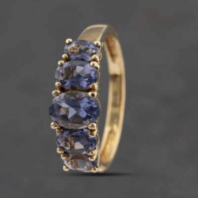 Pre-Owned 9ct Yellow Gold Tanzanite Oval Five Stone Ring 41103485
