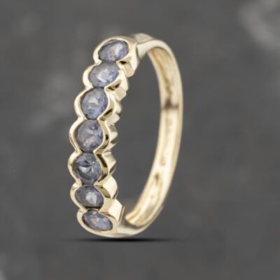Pre-Owned 9ct Yellow Gold Tanzanite Rubover Seven Stone Ring 41103517