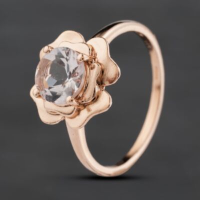 Pre-Owned 9ct Yellow Gold Amethyst Floral Edged Dress Ring 41103542