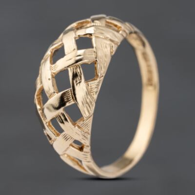 Pre-Owned 9ct Yellow Gold Lattice Design Signet Ring 41103556