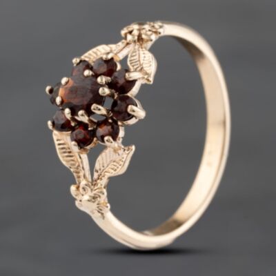 Pre-Owned Yellow Gold Garnet Cluster Ring 41103571