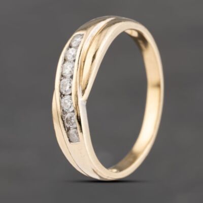 Pre-Owned 9ct Yellow Gold Cubic Zirconia Crossover Half Eternity Ring 41103589
