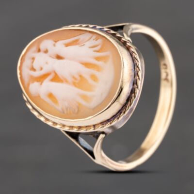 Pre-Owned Vintage Yellow Gold Oval Three Graces Cameo Ring 41103592