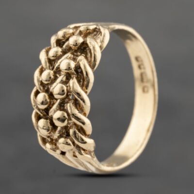 Pre-Owned 9ct Yellow Gold Two Row Keeper Ring 41103597