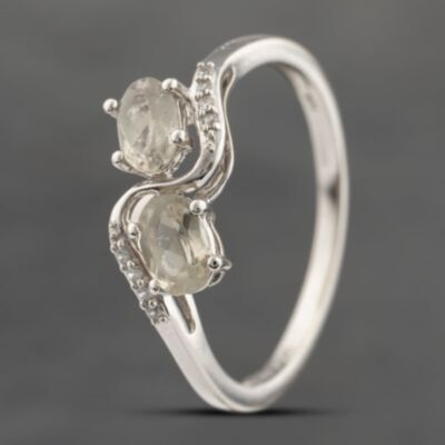 Pre-Owned 9ct Yellow Gold Topaz & Cubic Zirconia Crossover Ring 41103618