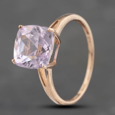 Pre-Owned 9ct Rose Gold Amethyst Square Gemstone Ring 41103630