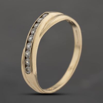 Pre-Owned 9ct Yellow Gold Cubic Zirconia Crossover Half Eternity Ring 41103703