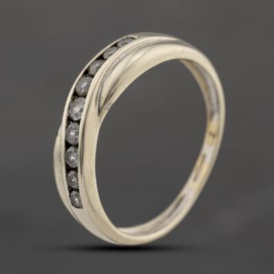 Pre-Owned 9ct White Gold Cubic Zirconia Channel Set Crossover Half Eternity Ring 41103711
