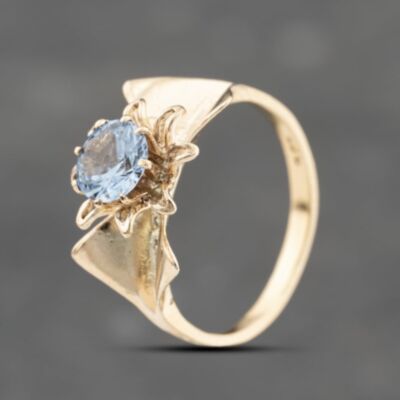 Pre-Owned Vintage Yellow Gold Synthetic Blue Spinel Flower Dress Ring 41103736