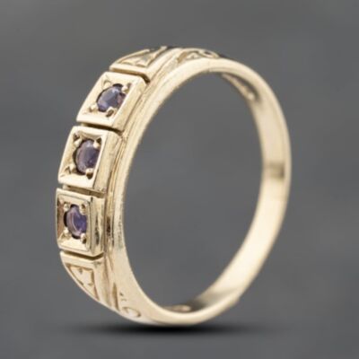 Pre-Owned 9ct Yellow Gold Amethyst Four Stone Ring 41103811