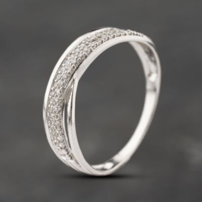 Pre-Owned 9ct White Gold Cubic Zirconia 4 Row Crossover Ring 41103892
