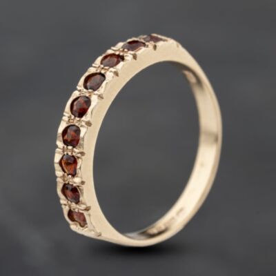 Pre-Owned 9ct Yellow Gold Garnet Half Eternity Ring 41103901