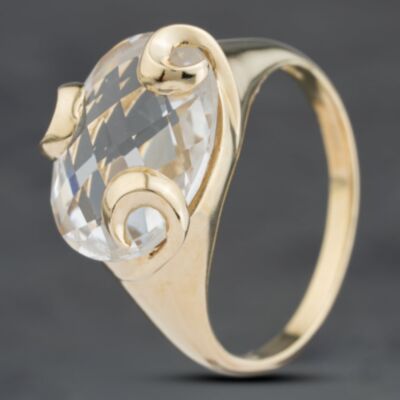 Pre-Owned 9ct Yellow Gold Cubic Zirconia Mixed Cut Ornate Dress Ring 41103979