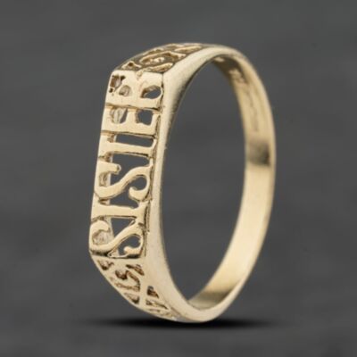 Pre-Owned 9ct Yellow Gold Sister Signet Ring 41104081